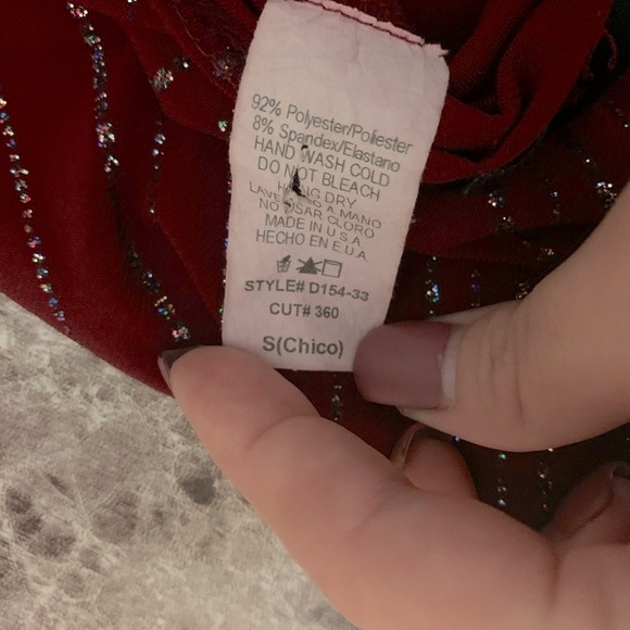 Sexy short burgundy night out dress with glitter design - Picture 7 of 7